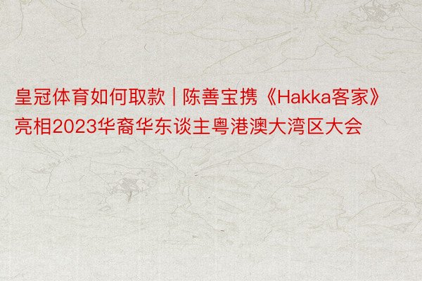 皇冠体育如何取款 | 陈善宝携《Hakka客家》亮相2023华裔华东谈主粤港澳大湾区大会